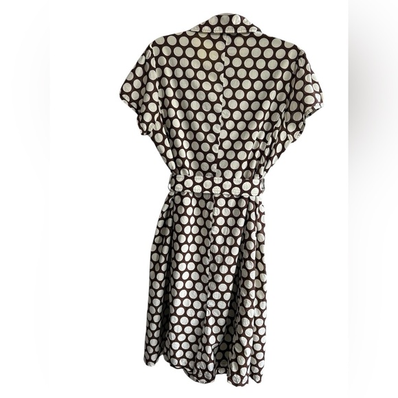Cato WomenvBrown with off white polka dot pattern overcoat Size 16W - Picture 4 of 12